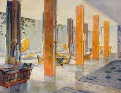 Tuinhal van een hotel, 1929 door M. Stier